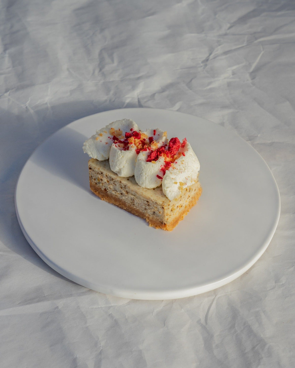 Rose Masala Chai Cheesecake w/ Parle-G Crust