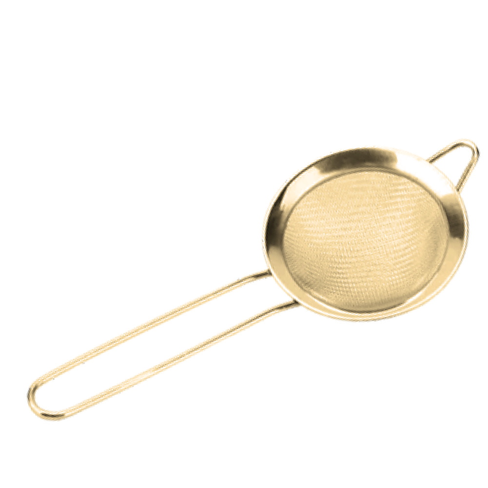 Gold strainer Kolkata Chai Co